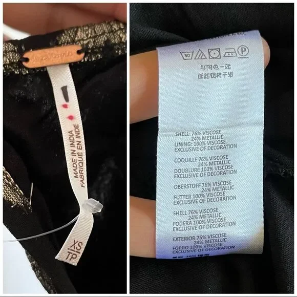 Free People Charlie Bustier Gold Metallic print Maxi dress tiered XS - Picture 6 of 8